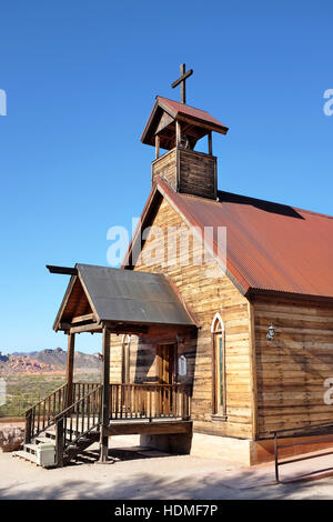 Chiesa sul Monte all'Goldfield Ghost Town, in Apache Junction, Arizona, off route 88. Foto Stock