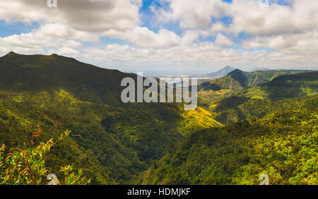 Vista dal punto di vista delle gole. Black River Gorges national park. Maurizio. Panorama Foto Stock