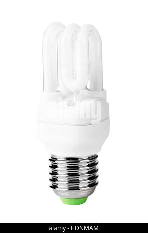 Risparmio energetico lampada fluorescente lampadina isolato su bianco bakground Foto Stock