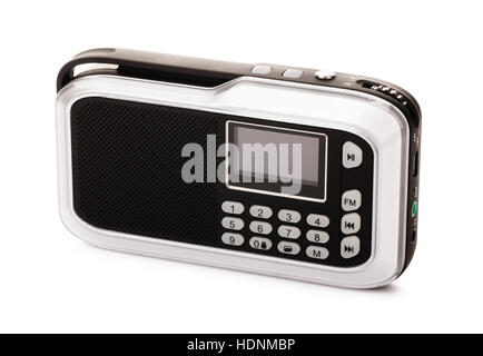 Nero moderno ricevitore radio isolata su uno sfondo bianco Foto Stock