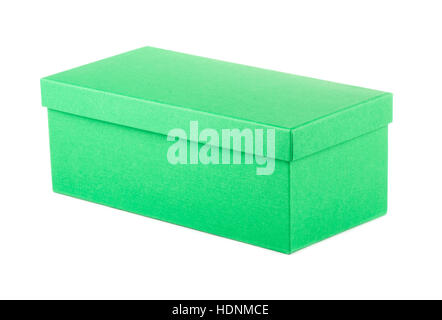 Сlosed green box regalo isolato su uno sfondo bianco Foto Stock