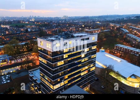 Vista di Londra dalla parte superiore della torre di arcata, a nord di Londra, Regno Unito, novembre 2013. L'edificio è stato rinnovato e ribattezzato Vantage Point. Foto Stock