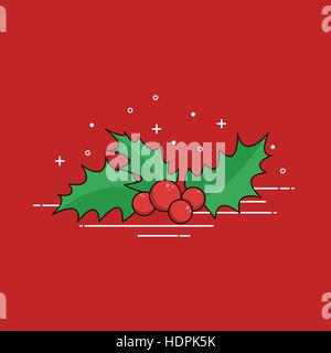 Natale vischio tradizionali. Design piatto illustrazione vettoriale. Illustrazione Vettoriale