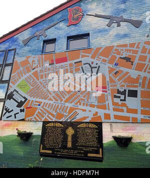 Falls rd,Giardino della Rimembranza mappa, IRA membri uccisi,anche defunto ex prigionieri,West Belfast,NI, REGNO UNITO Foto Stock