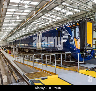 Inaugurazione della nuova classe Hitachi 385 da Scotrail a Shiels deposito ferroviario Glasgow Scozia 11 Dicembre 2016 Foto Stock