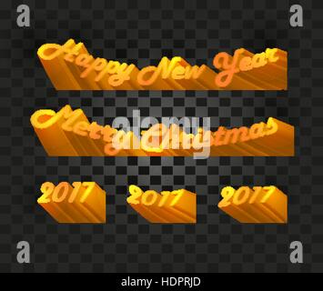 Buon Natale e felice anno nuovo 2017 iscritto sul fondo a scacchi. Festive carta di avvolgimento con lettere dorate. Xmas greeting card sullo sfondo. Illustrazione Vettoriale. Illustrazione Vettoriale