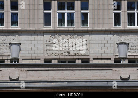 Fresko, Architektur, Karl-Marx-Allee, Friedrichshain di Berlino, Deutschland Foto Stock