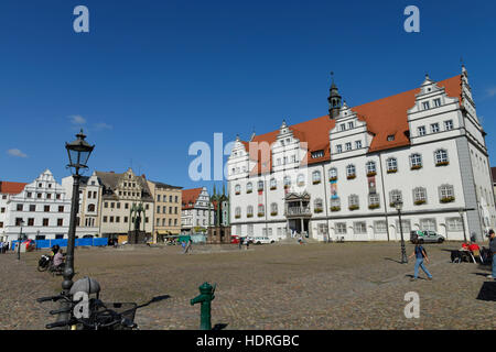 Altes Rathaus, Markt, Lutherstadt Wittenberg, Sachsen-Anhalt, Deutschland Foto Stock