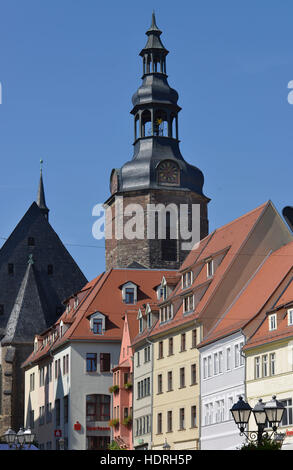 Altbauten, San Andreaskirche, Markt, Lutherstadt Eisleben, Sachsen-Anhalt, Deutschland Foto Stock