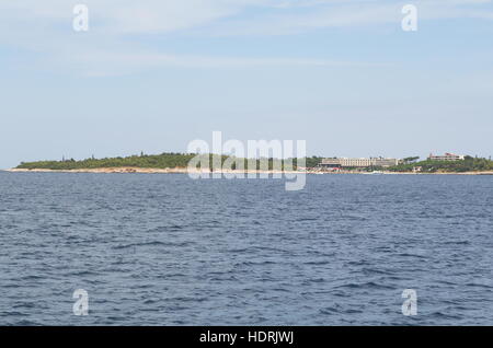 Sveti Andrija Crveni otok vicino a Rovigno in Istria, Croazia Foto Stock