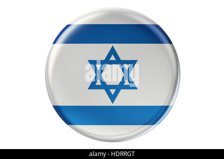 Il badge con bandiera di Israele, 3D rendering isolati su sfondo bianco Foto Stock