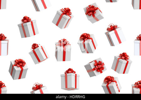 Modello senza cuciture con confezioni regalo. Sfondo, sullo sfondo il rendering 3D Foto Stock