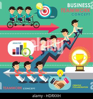 Design piatto di business teamwork concetto argomento Illustrazione Vettoriale