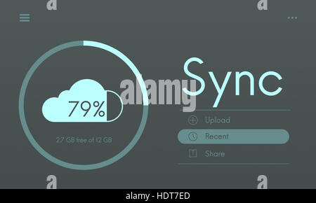 Lo storage cloud caricare il concetto di interfaccia Foto Stock