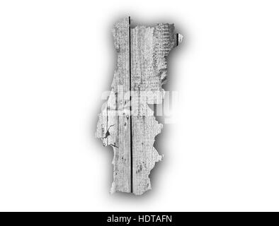 Mappa di Portogallo su legno stagionato Foto Stock