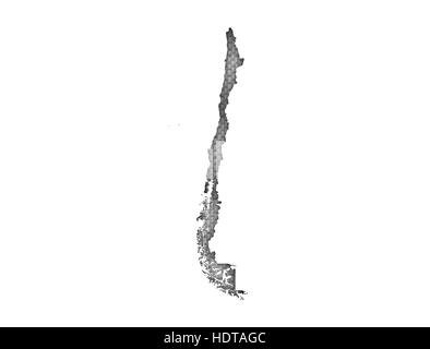 Mappa di Cile su vecchie lenzuola Foto Stock