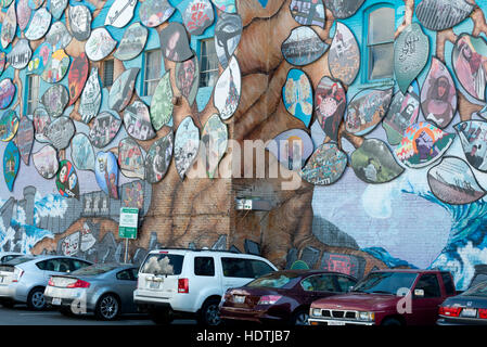 La solidarietà Olympia-Rafah progetto murale in Olympia, Washington. Foto Stock