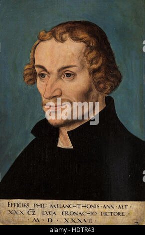 Filippo MELANTONE (1497-1560) luterano tedesco leader in un 1537 dipinto di Lucas Cranach il Vecchio Foto Stock