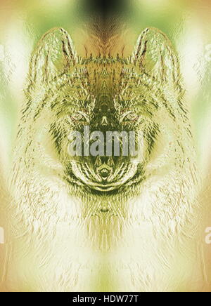 Sorridente mistica jackal appearence, metallo di computer grafica dell'effetto collage. Foto Stock