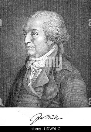 Johannes VON Mueller, 1752-1809, una Svizzera storico, xilografia a partire dall'anno 1880 Foto Stock