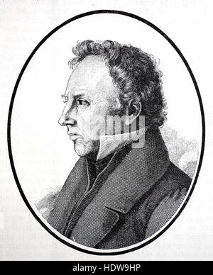 Johann Ludwig Uhland, 1787-1862, un poeta tedesco, filologo e storiografo letterario, xilografia a partire dall'anno 1880 Foto Stock
