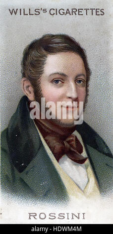 GIOACHINO Rossini (1792-1868), compositore italiano su una volontà di carta di sigaretta circa 1914 Foto Stock