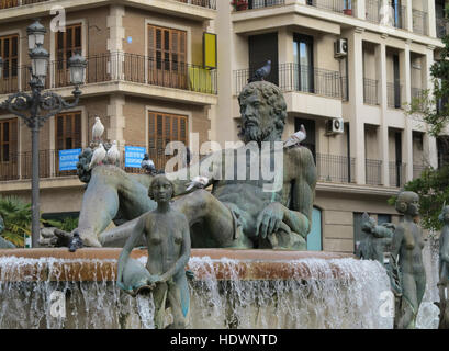 Fontana di Turia a Valencia, Spagna Foto Stock