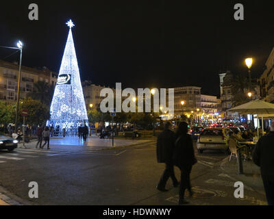Le decorazioni di Natale nel centro storico di Valencia, Spagna Foto Stock