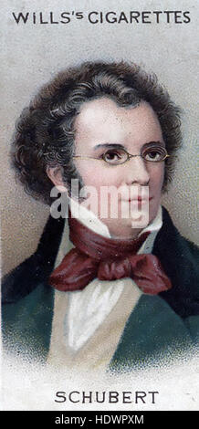 FRANZ SCHUBERT (1797-1828) il compositore austriaco su una volontà di carta di sigaretta circa 1914 Foto Stock