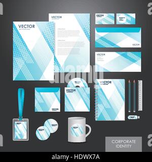 Abstract design moderno corporate identity impostato in bianco e blu Illustrazione Vettoriale