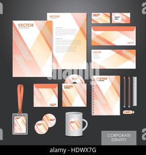 Abstract design moderno corporate identity impostato in bianco e arancione Illustrazione Vettoriale