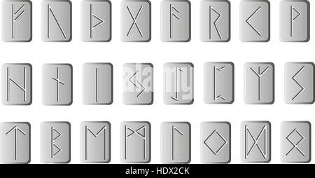 Set di vettore di rune su piastre rettangolari Illustrazione Vettoriale