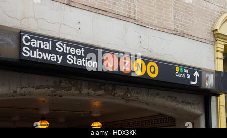 Ingresso di Canal Street Subway Station in Chinatown, New York Foto Stock