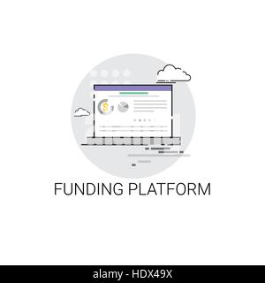 Crowdfunding Finanziamento business piattaforma concetto icona Illustrazione Vettoriale