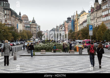 Piazza Venceslao o Václavské náměstí, a Praga, Repubblica Ceca Foto Stock