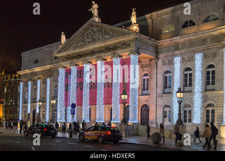 Teatro Nazionale di Praça Dom Pedro lV, Lisbona Portogallo Foto Stock