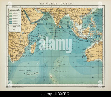 Oceano indiano antico, mappa di antiquariato, look vintage Foto Stock