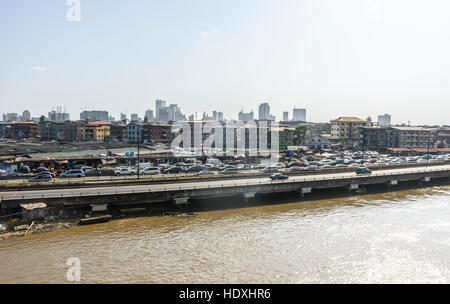 Il floating baraccopoli di Lagos, Nigeria Foto Stock