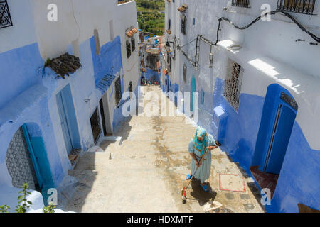 Le strade e i vicoli della medina di Chefchaouen, Marocco Foto Stock