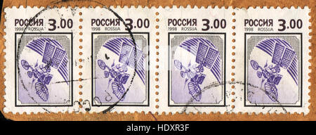 Un francobollo stampato in Russia mostra Space station , 1998 Foto Stock