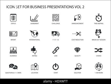 Generico riutilizzabile vector icon set per le presentazioni aziendali e le diapositive con il design di bandiera Illustrazione Vettoriale