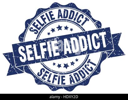 Selfie addict timbro. segno. La guarnizione Illustrazione Vettoriale