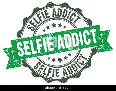 Selfie addict timbro. segno. La guarnizione Illustrazione Vettoriale