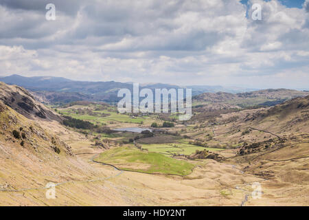 The Langdale area del Parco Nazionale del Distretto dei Laghi. Foto Stock