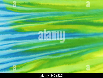 Giallo verde blu sullo sfondo ad acquerello Foto Stock