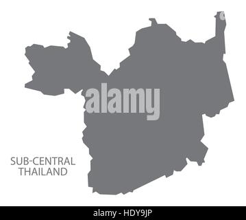 Sub-Central Thailandia Mappa grigio Illustrazione Vettoriale