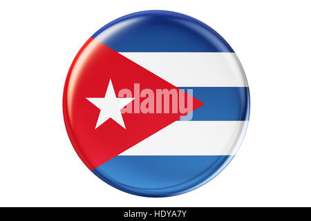 Il badge con bandiera di Cuba, 3D rendering isolati su sfondo bianco Foto Stock