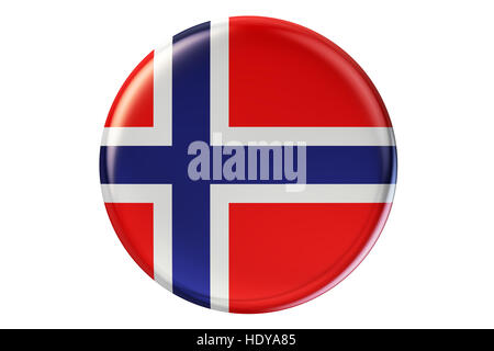 Il badge con la bandiera della Norvegia, 3D rendering isolati su sfondo bianco Foto Stock