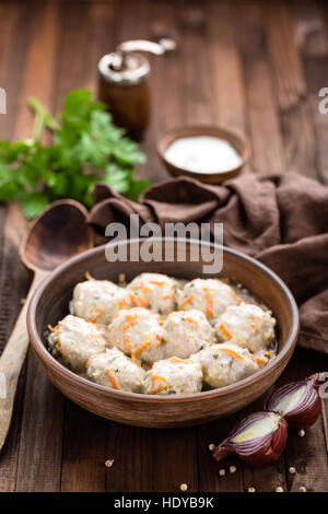 Le polpette di carne in salsa alla panna Foto Stock