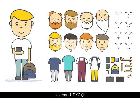 L'uomo la creazione del personaggio impostato Illustrazione Vettoriale